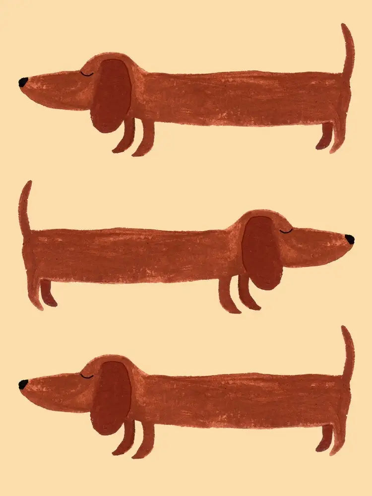 Cartoon Dachshund Dog Poster Wall Art