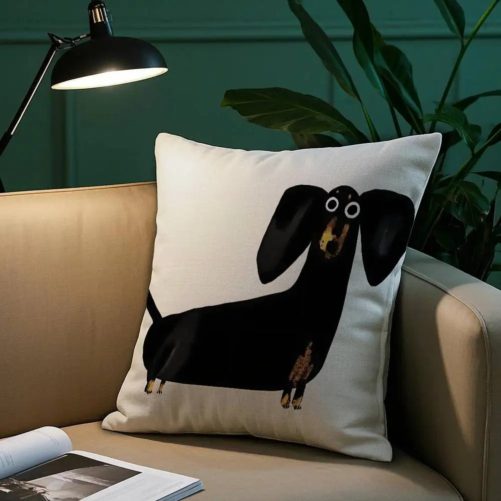 Cute Dachshund Dog Cushion Case Square Throw Pillow Covers