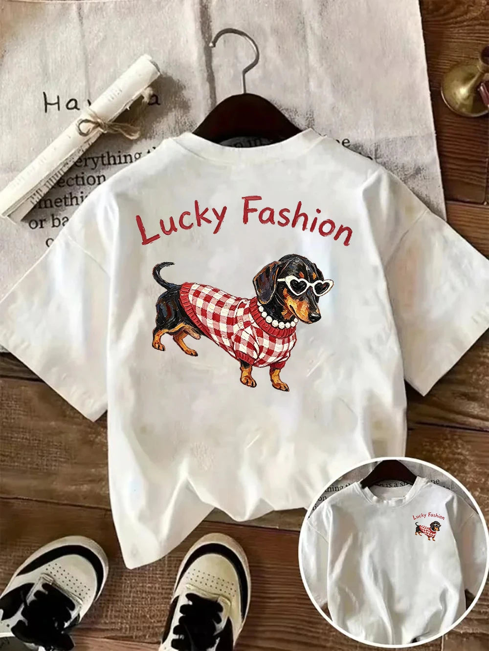 Dachshund Print Women's Casual Summer Tee