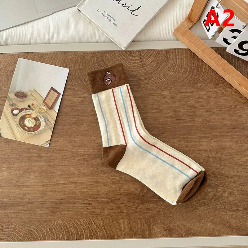 【N】 Funny Dachshund Animal Cotton Socks, Sausage Dog Cartoon Print Autumn Winter Warm Cute Couple Socks