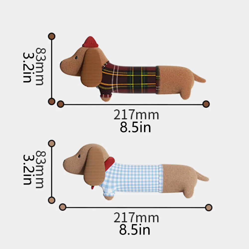 Dachshund Dog Squeaky Plush Toy Soft Cuddly Small Dog Shape Pet Supply Boredom Relief Teeth Cleaning Chewing Playtime
