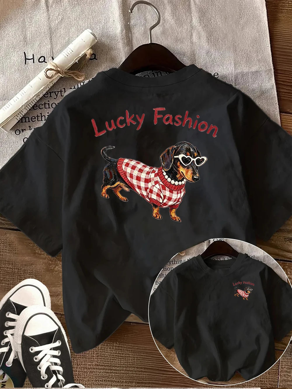 Dachshund Print Women's Casual Summer Tee
