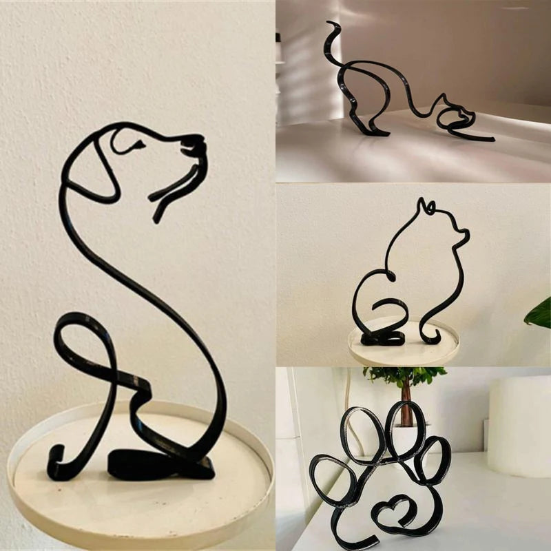 Abstract Minimalist Metal Dog Sculpture