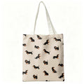 Cute Dachshund Art Canvas Double-Sided Print Tote Bag Large Capacity