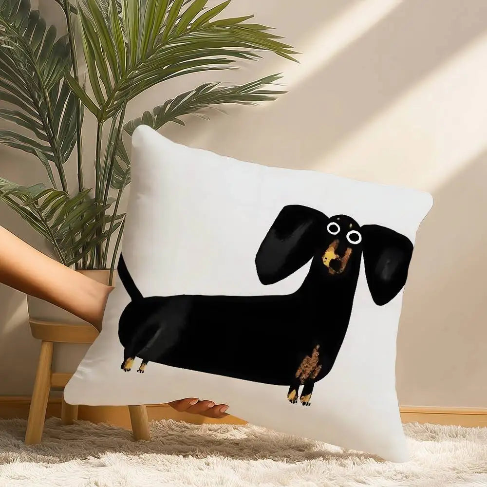 Cute Dachshund Dog Cushion Case Square Throw Pillow Covers