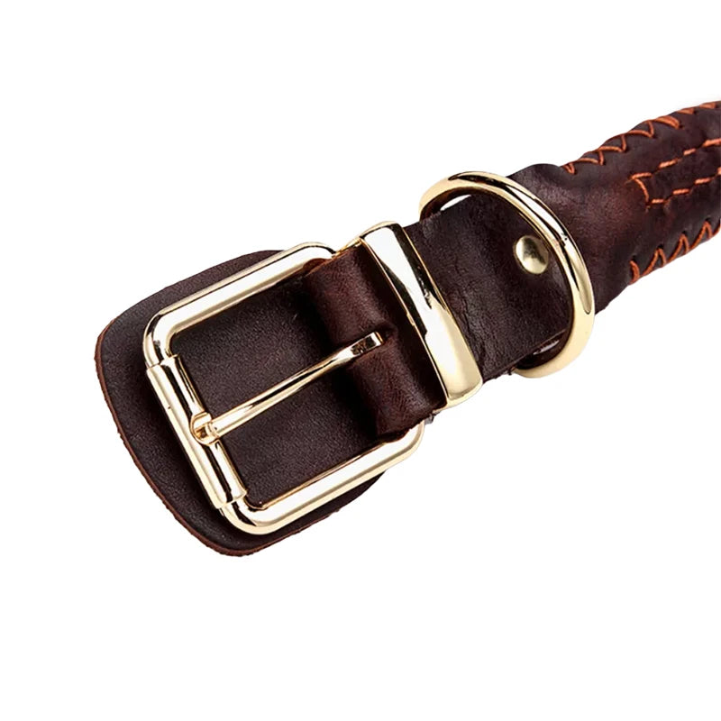 Braided Real Leather Dog Collar