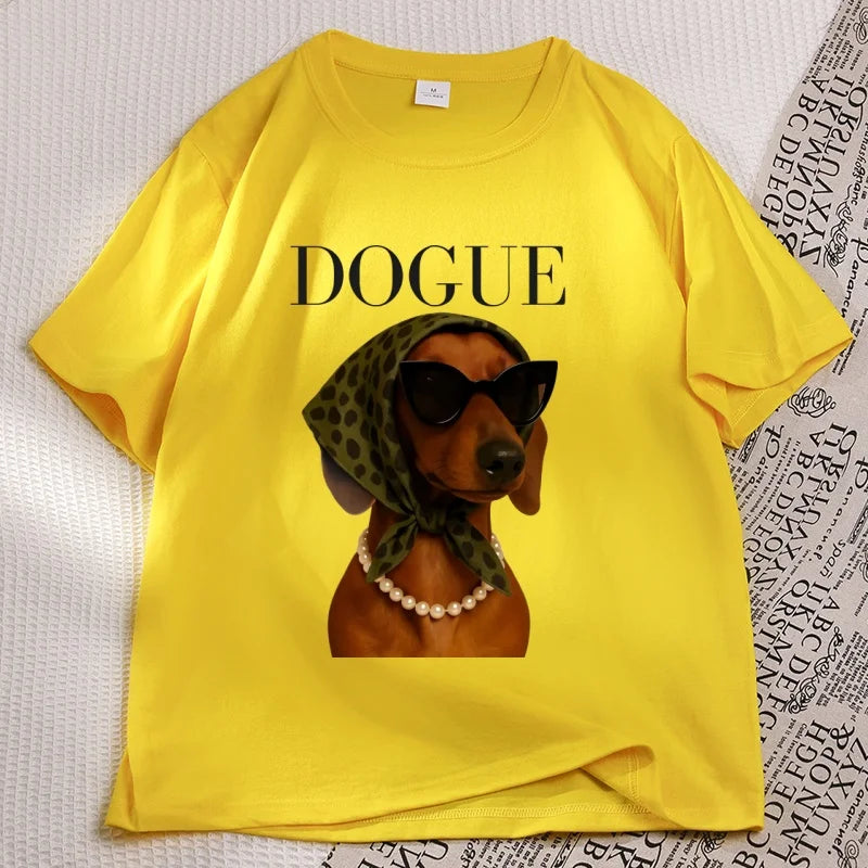 Funny Dachshund Dogue T-Shirt Women Sassy Weiner Dog Mom T Shirt Casual Round Neck Printed Doxie Tshirt Streetwear