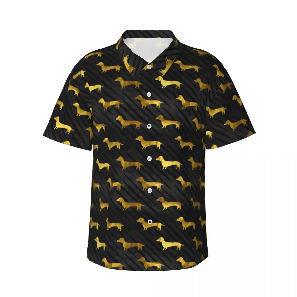 Snow Dachshund Vacation Shirt Mens Christmas Print Casual Shirt for Summer Short-Sleeve Custom
