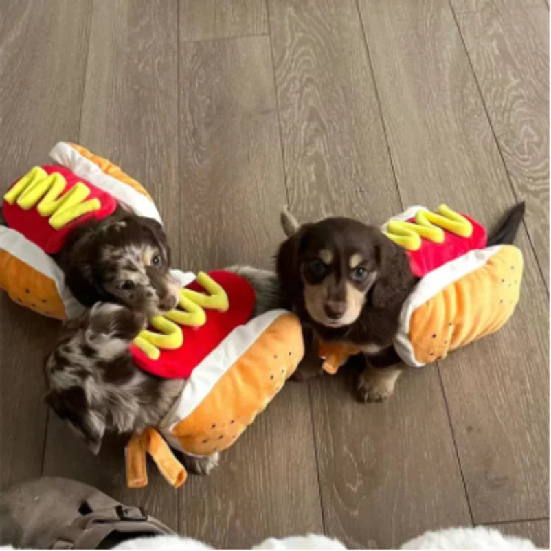 Funny Halloween Dog Costumes Hot Dog Shaped Dachshund Sausage Adjustable Clothes Pet Apparel Dressing Up Cat Party Costume Suit