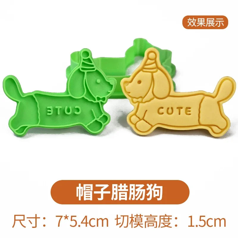 Dachshund Cookie Cutters Stamp Embosser for Biscuit Pastry Baking Cookie Molds
