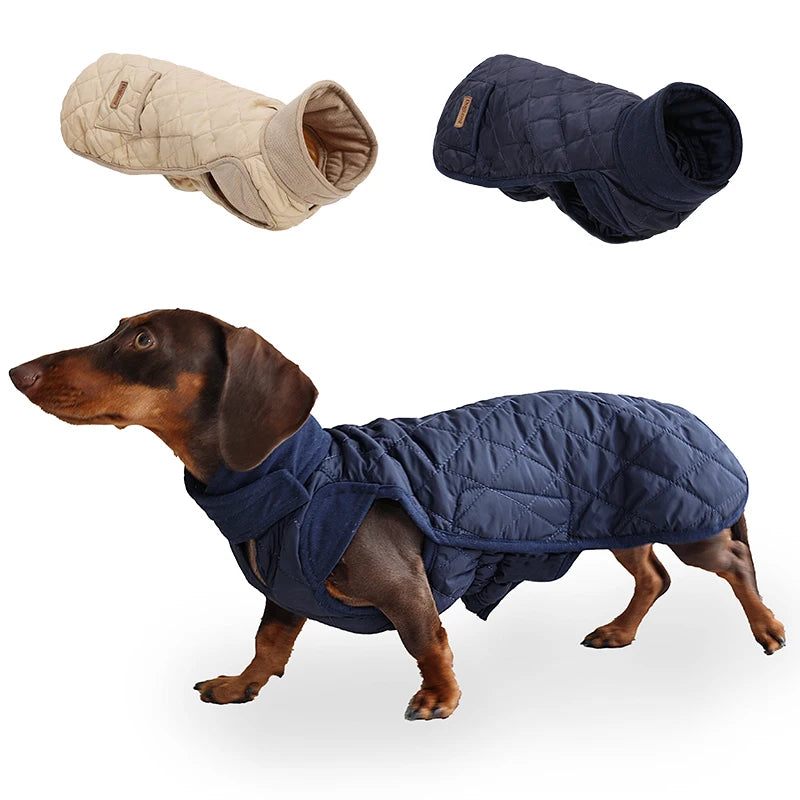 Autumn/Winter Dog Clothes for Dachshund Soft Warm Water Repellent Dog Jacket for Sausage Dog Quilted Outdoor Short-Leg Dog Coat
