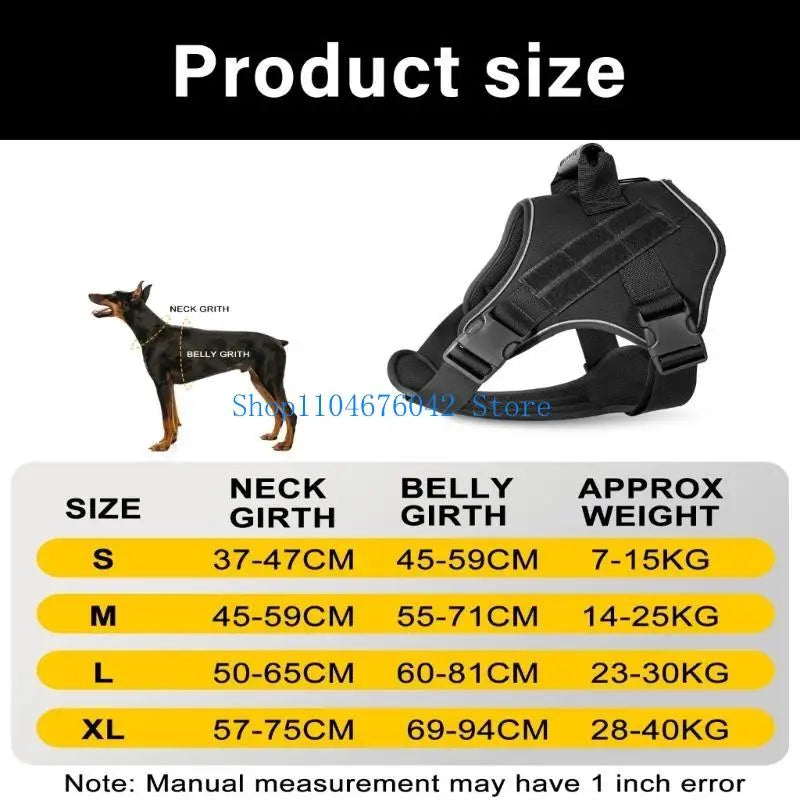5asd Breathable Adjustable Dog Harness Tacticals Vest for Hiking Camping Daily Walks Secure Control Comfortable Training Gear