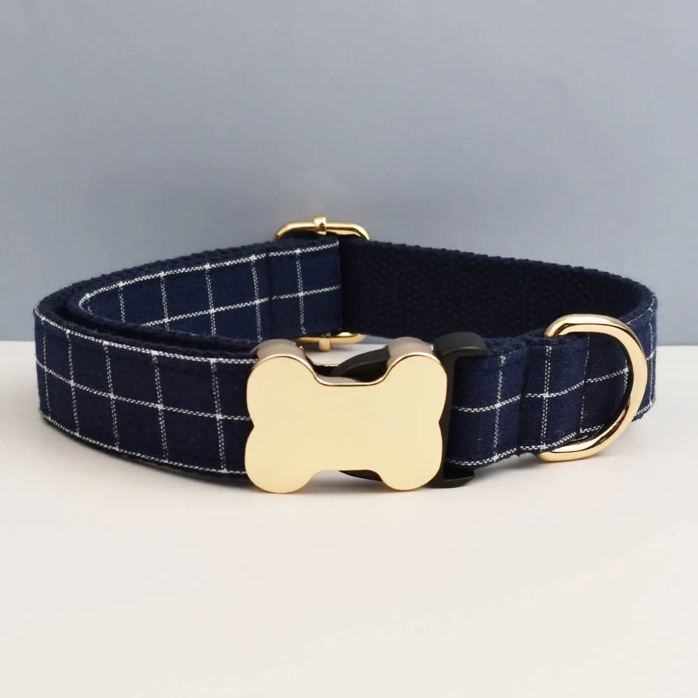 Custom Design Logo Plaid Dog Collar High Quality Cotton Pet Accessories Personalized Lead Your Dog Stand out in Style