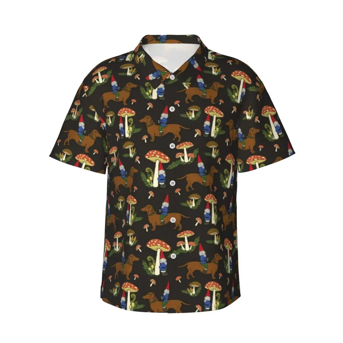 Snow Dachshund Vacation Shirt Mens Christmas Print Casual Shirt for Summer Short-Sleeve Custom