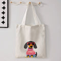 Dachshund Dog Wearing Pink Sunglasses And Knit Sweater Print Tote Bag Large