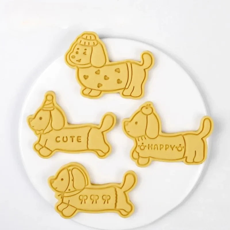 Dachshund Cookie Cutters Stamp Embosser for Biscuit Pastry Baking Cookie Molds