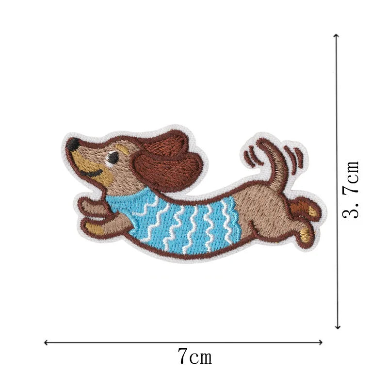 Cute Cartoon Dachshund Dog Embroidery Patch DIY T-shirt Backpack Hat Iron on Patch Craft Sewing Sticker Applique Accessories