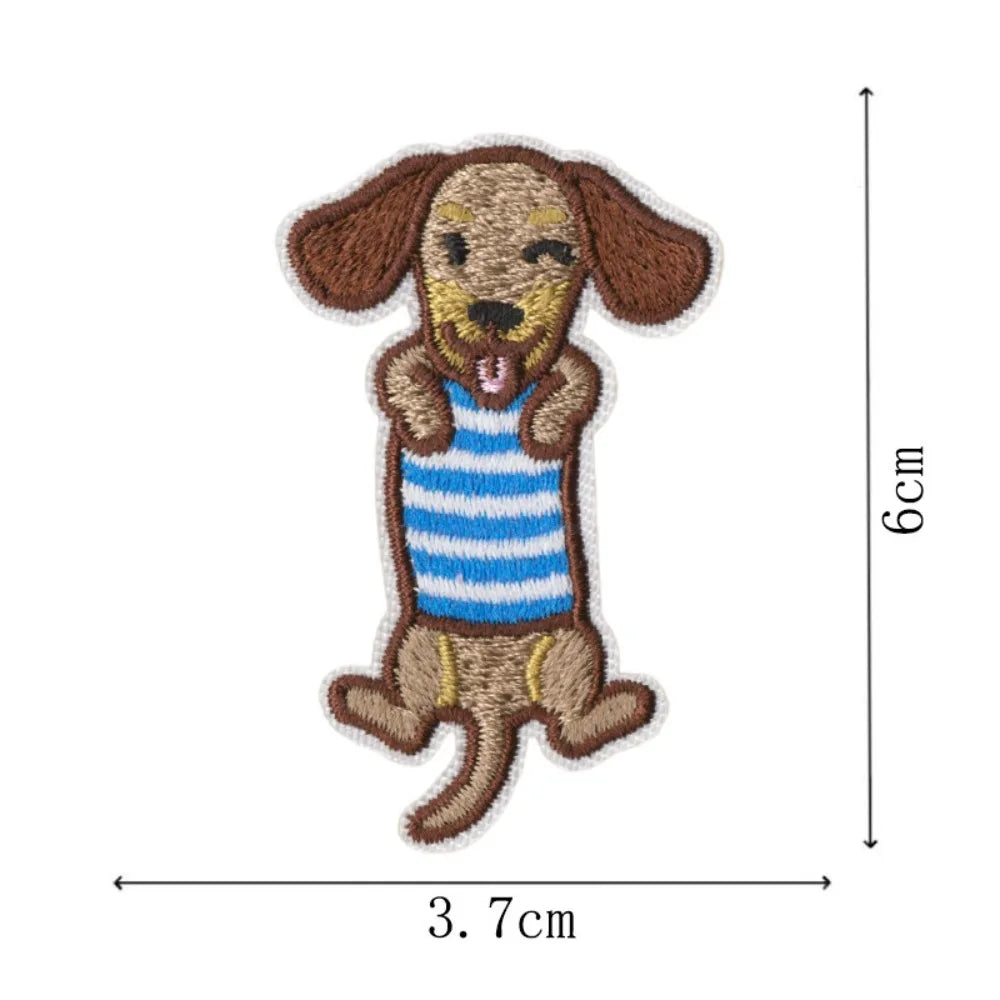 Cute Cartoon Dachshund Dog Embroidery Patch DIY T-shirt Backpack Hat Iron on Patch Craft Sewing Sticker Applique Accessories