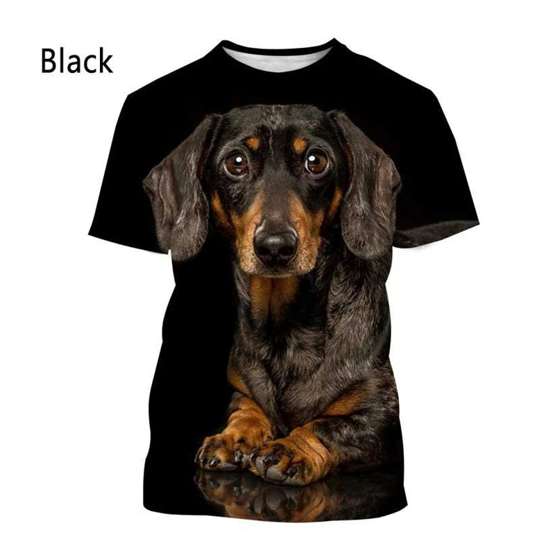 Cute Dachshund Graphic T-shirt Mens short sleeved Tees