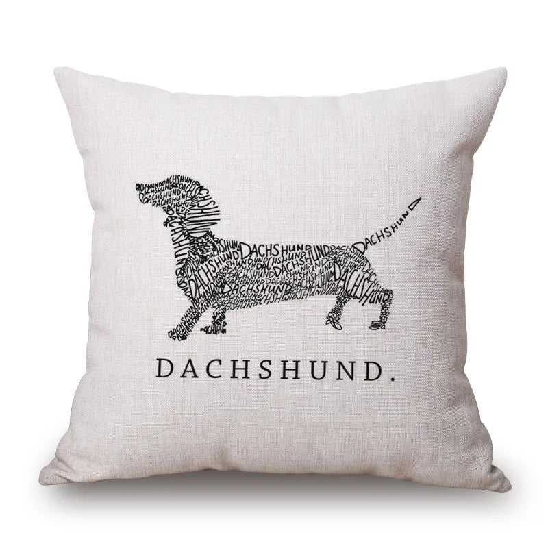 Hand Painting Dachshund Cushion Covers Rose Flower Sausage Dog Keep Calm And Hug Pillowcase Decorative Pillows For Sofa