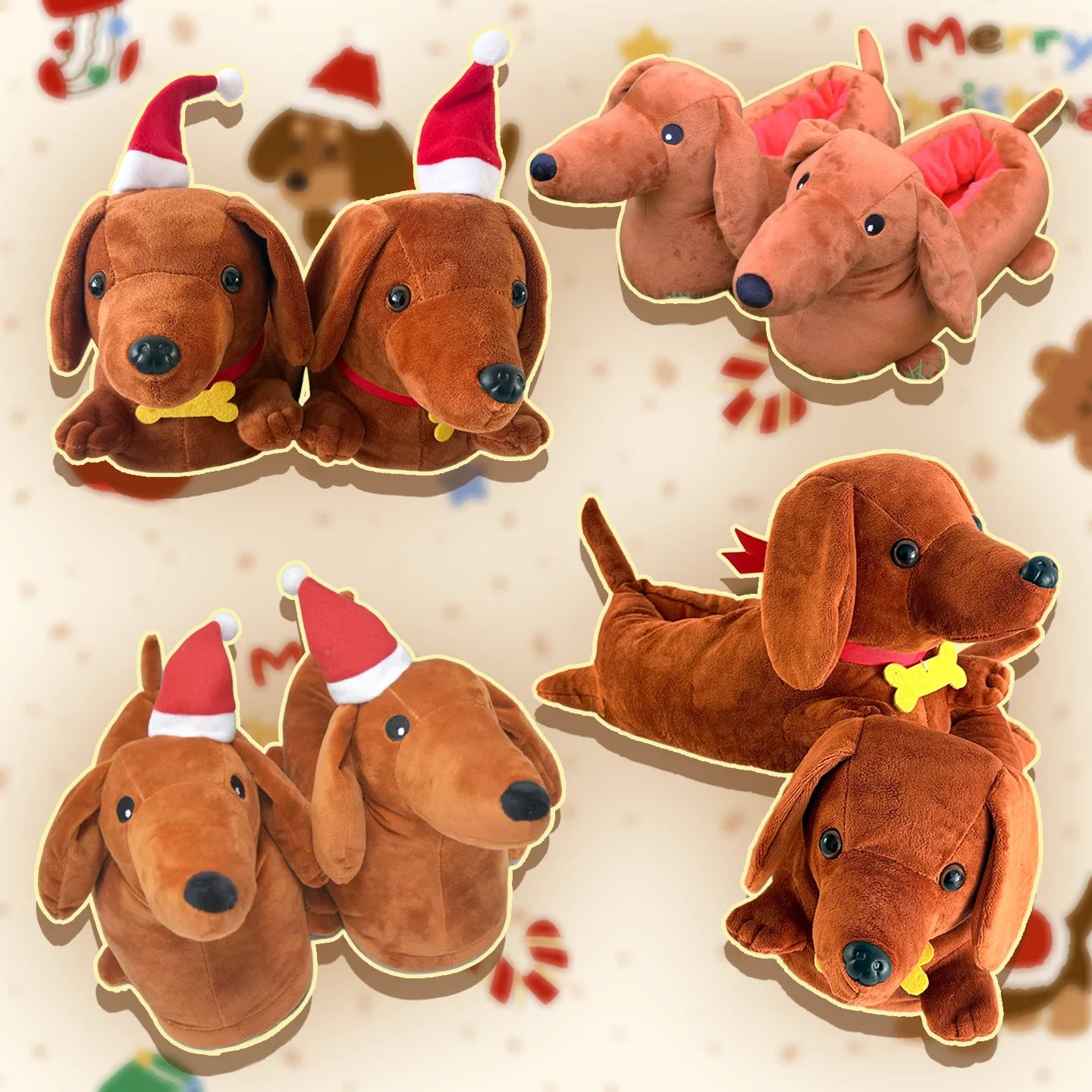 New Dachshund Plush Slippers Cute Dog Stuffed Shoes Fun Animals House Slippers Women Men Indoor Shoes Christmas Gifts