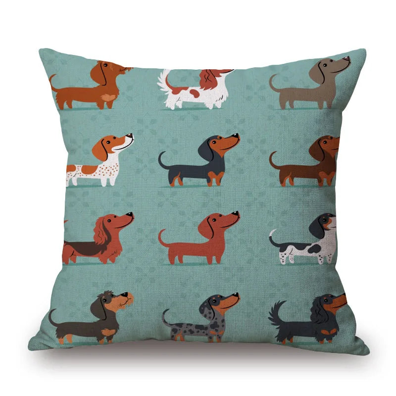 Hand Painting Dachshund Cushion Covers Rose Flower Sausage Dog Keep Calm And Hug Pillowcase Decorative Pillows For Sofa