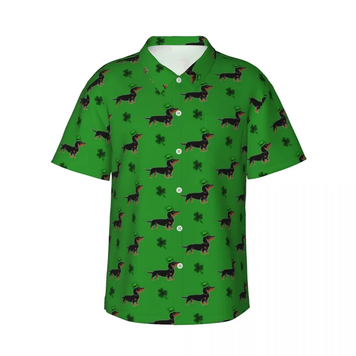 Snow Dachshund Vacation Shirt Mens Christmas Print Casual Shirt for Summer Short-Sleeve Custom