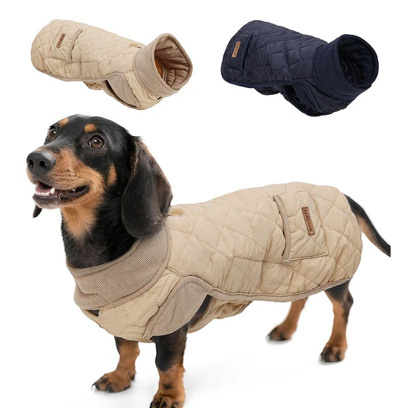 Winter Dog Coat for Dachshund Water Repellent Warm Dog Jacekt for Small Short-Leg Dogs Diamond Quilted Windproof Dog Clothing