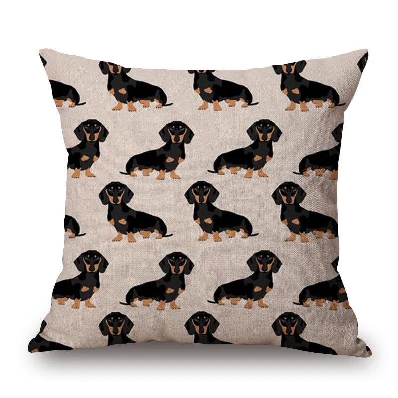 Hand Painting Dachshund Cushion Covers Rose Flower Sausage Dog Keep Calm And Hug Pillowcase Decorative Pillows For Sofa