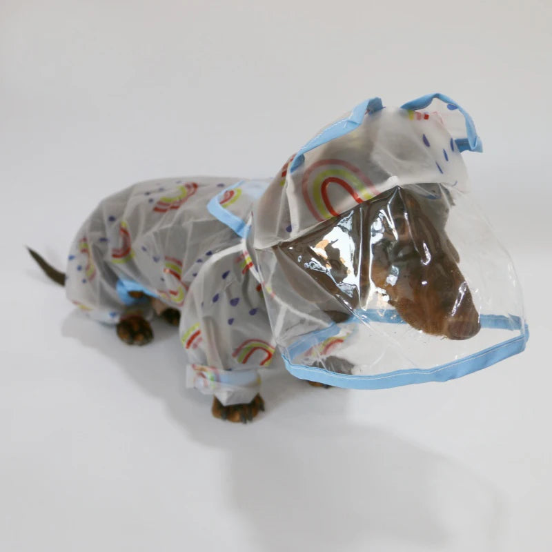 Fashion Raincoat for Dachshund Dogs Adjustable Hooded Yellow Waterproof Sweatshirt for Sausage Dogs Small Media Dogs All Season