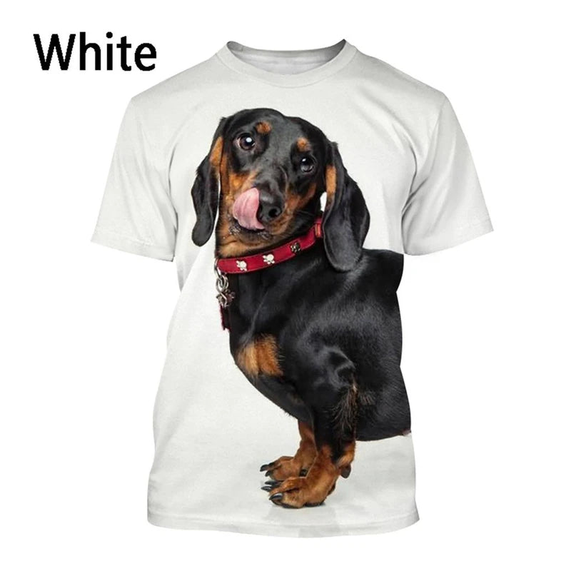 Cute Dachshund Graphic T-shirt Mens short sleeved Tees
