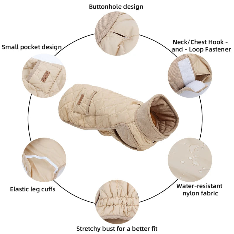 Autumn/Winter Dog Clothes for Dachshund Soft Warm Water Repellent Dog Jacket for Sausage Dog Quilted Outdoor Short-Leg Dog Coat