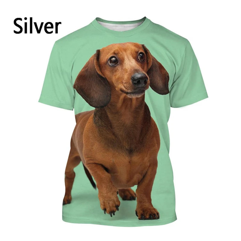 Cute Dachshund Graphic T-shirt Mens short sleeved Tees