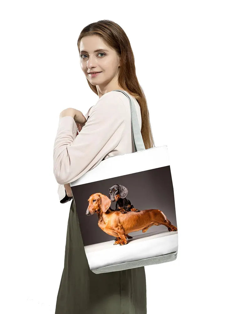 Dachshund Printed Handbag Women High Capacity Tote Bag