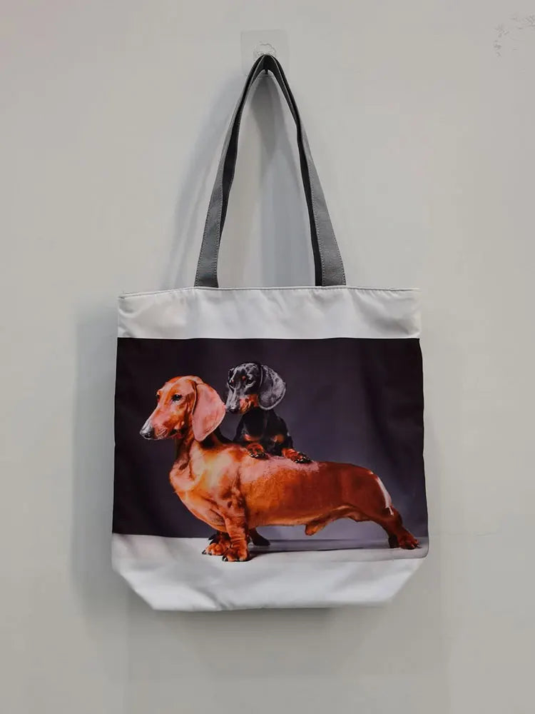 Dachshund Printed Handbag Women High Capacity Tote Bag